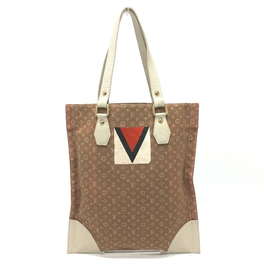 ルイヴィトン LOUIS VUITTON タンジェ M40022 モノグラム ミニ イニシャル 肩掛け ショルダーバッグ カバン 縦型 トートバッグ レザー/キャンバス ベージュ