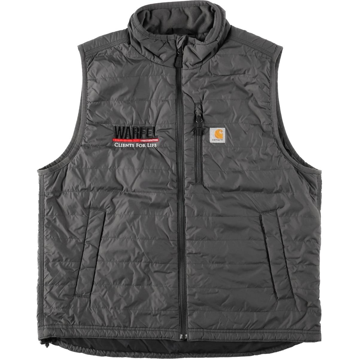 古着 カーハート Carhartt Warfel Construction ワーフェル コンストラクション アドバタイジング 中綿ベスト メンズL相当/eaa678884