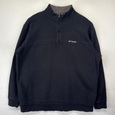 古着 コロンビア Columbia スウェット 大きいサイズ ハーフジップ トレーナー アウトドア ワンポイントロゴ 2XL ブラック メンズ