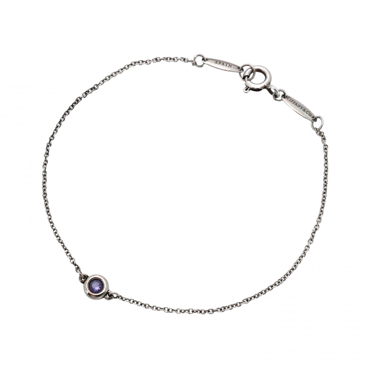 【6jcb0877-k】ティファニー ブレスレット バイザヤード シルバー925 タンザナイト ブルー【中古】レディース