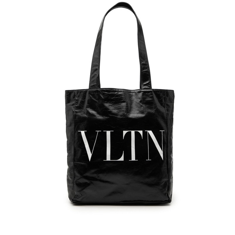 ヴァレンティノ VLTNロゴ トートバッグ ショルダーバッグ ブラック レザー レディース VALENTINO 【中古】