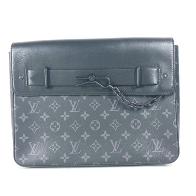ルイヴィトン LOUIS VUITTON ポシェット スティーマー M80107 モノグラムエクリプス カバン ポーチ フラップ セカンドバッグ クラッチバッグ モノグラムエクリプスキャンバス ブラック 美品