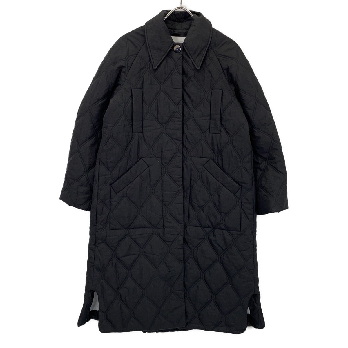 ガニー 24AW 6747 ブラック Quilt Raglan Midi Coat/キルティングラグランミディコート XXS/XS