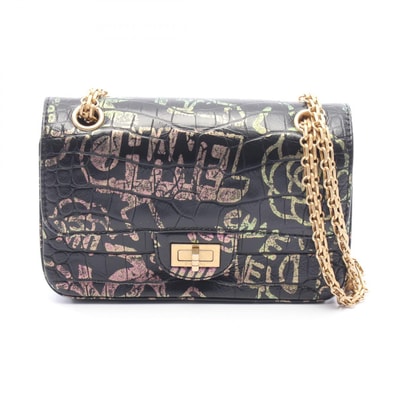 シャネル CHANEL 2.55 マドモアゼルチェーン クロコ型押し ショルダーバッグ バッグ レザー レディース ブラック系 / マルチカラー 【中古】