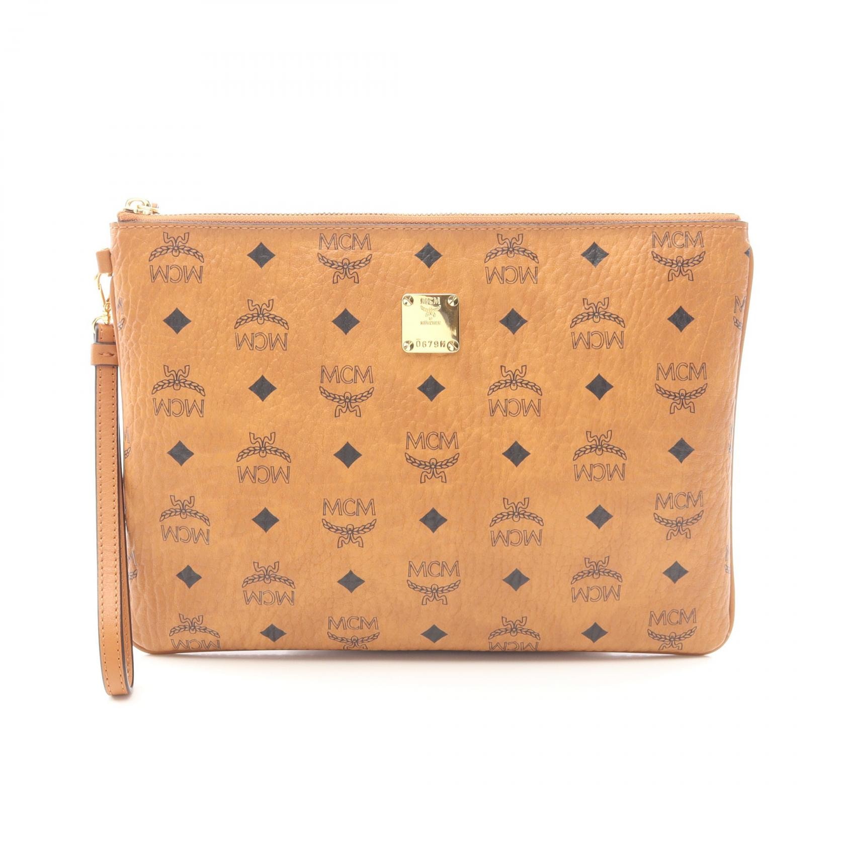 エム・シー・エム MCM ヴィセトス セカンドバッグ クラッチバッグ バッグ PVCコーティングキャンバス レザー レディース ブラウン系 【中古】