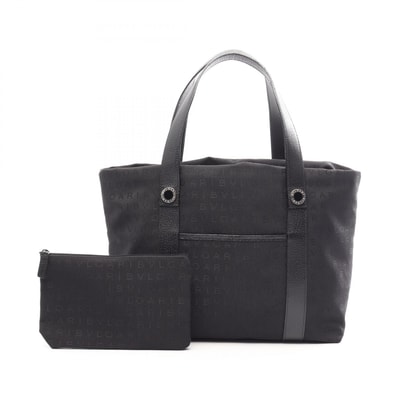 ブルガリ BVLGARI ロゴマニア トートバッグ バッグ キャンバス レザー レディース ブラック系 【中古】