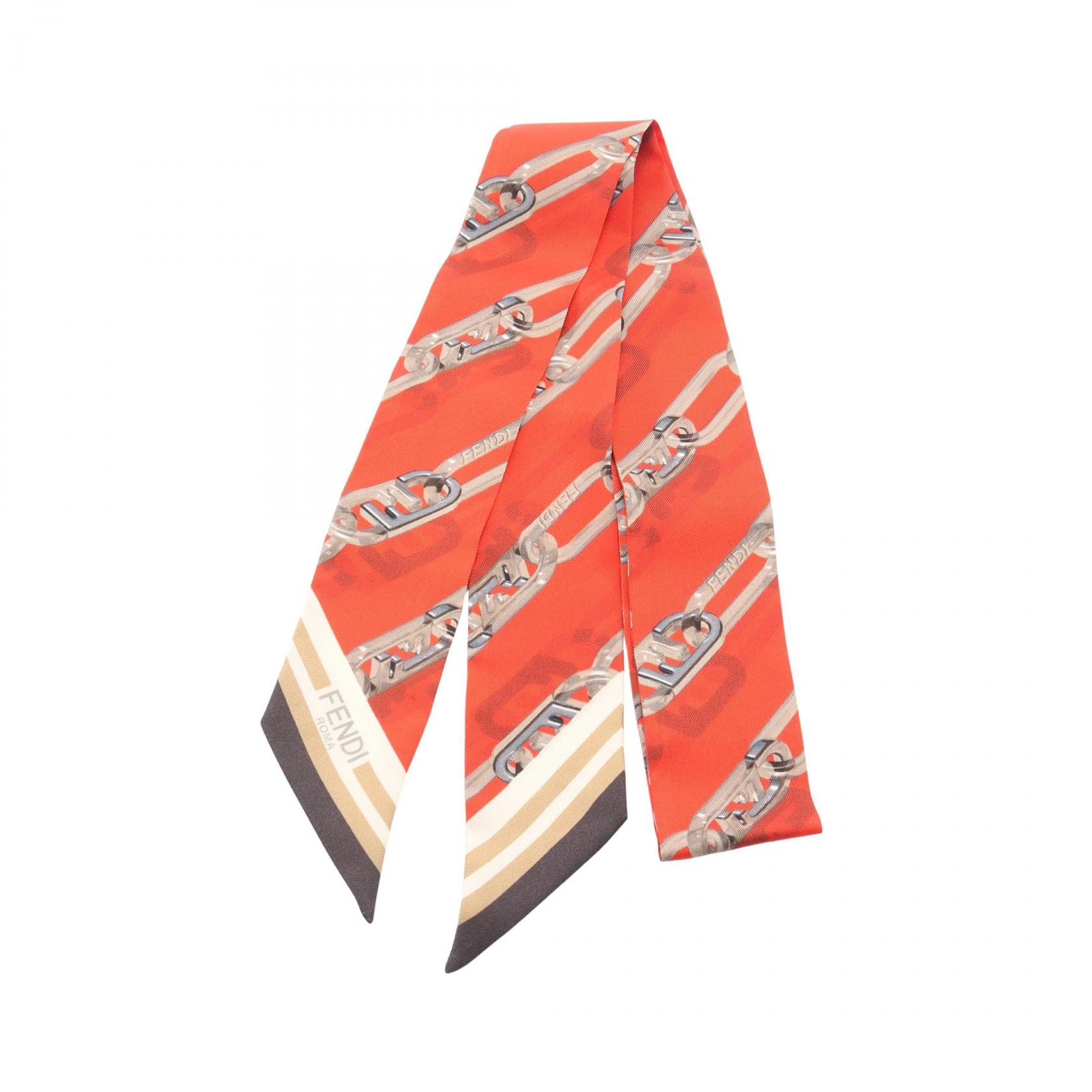 フェンディ FENDI WRAPPY ラッピー スカーフ 衣料品 シルク レディース レッド系 / ブラウン系 / マルチカラー FXT011 【中古】