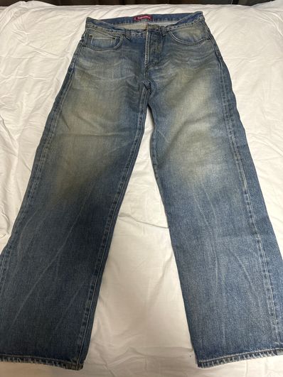 Supreme Distressed Loose Fit Selvedge Jean "Washed Indigo" (24SS)