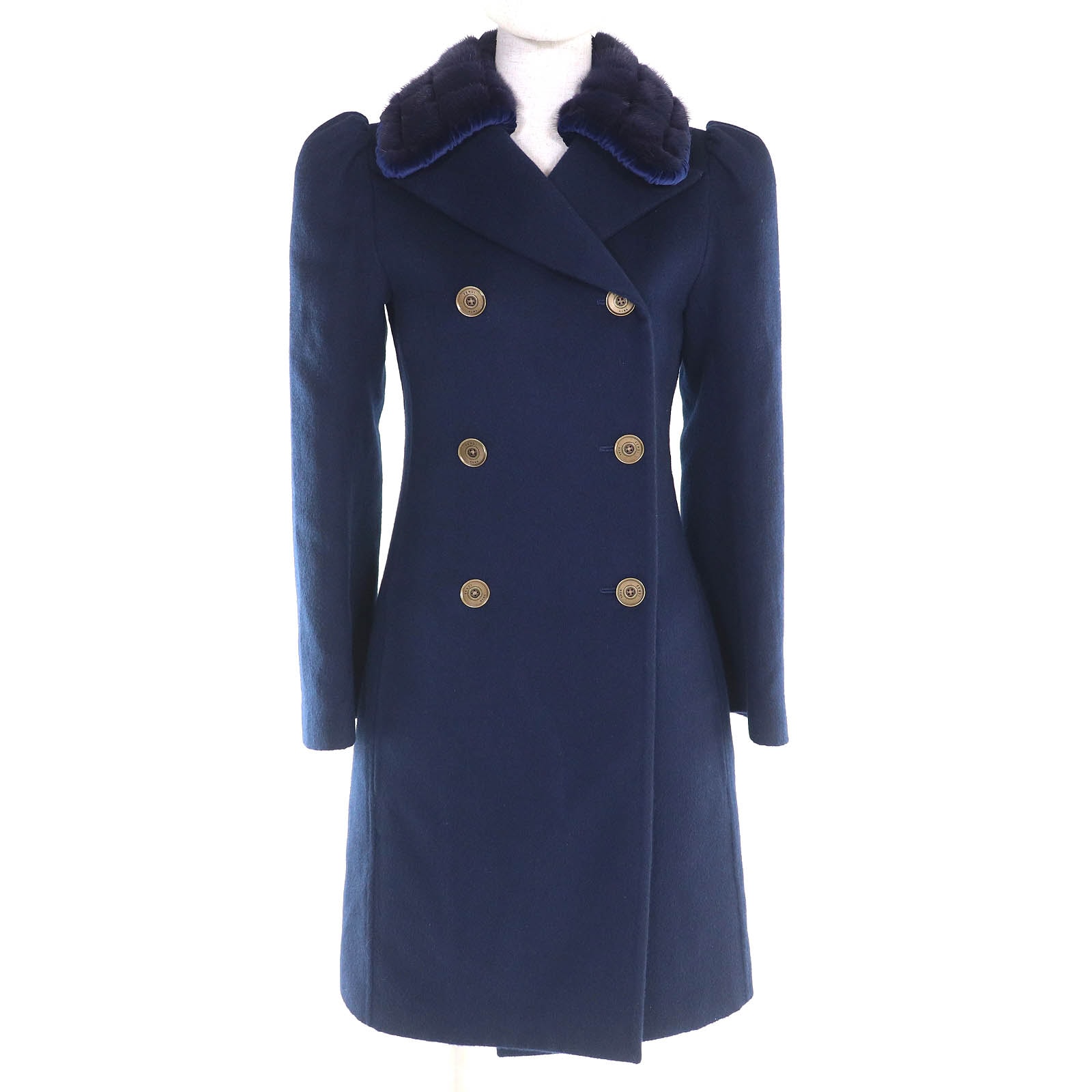 極美品 フェンディミンクファー ダブルブレストコート 38 FF8764