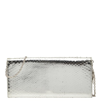 ディオール クラッチバッグ チェーンショルダーバッグ 2WAY シルバー パイソン レディース Dior 【中古】