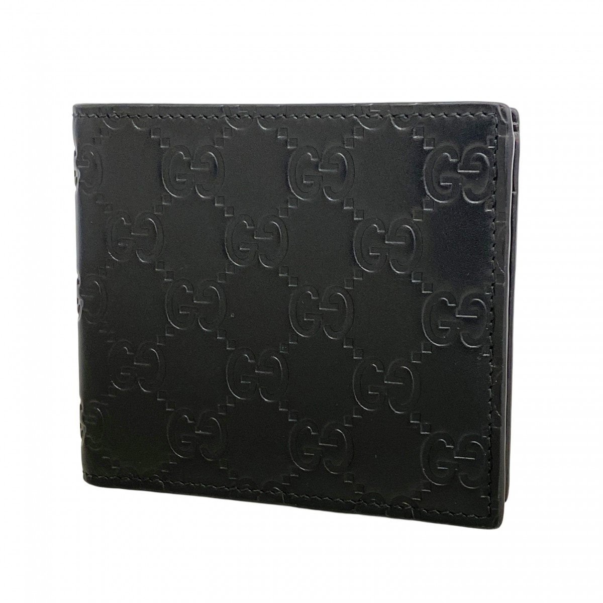 【6ec1830-k】グッチ 財布 グッチシマ 779841 レザー ブラック シルバー金具【中古】メンズ