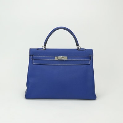 エルメス HERMES ケリー35 ケリー 35 キャンディ バッグ トートバッグ ショルダーバッグ エプソン ブルーエレクトリック Blueelectric ブルーイズミール Blueizmir ブルー Blue 青 シルバー金具