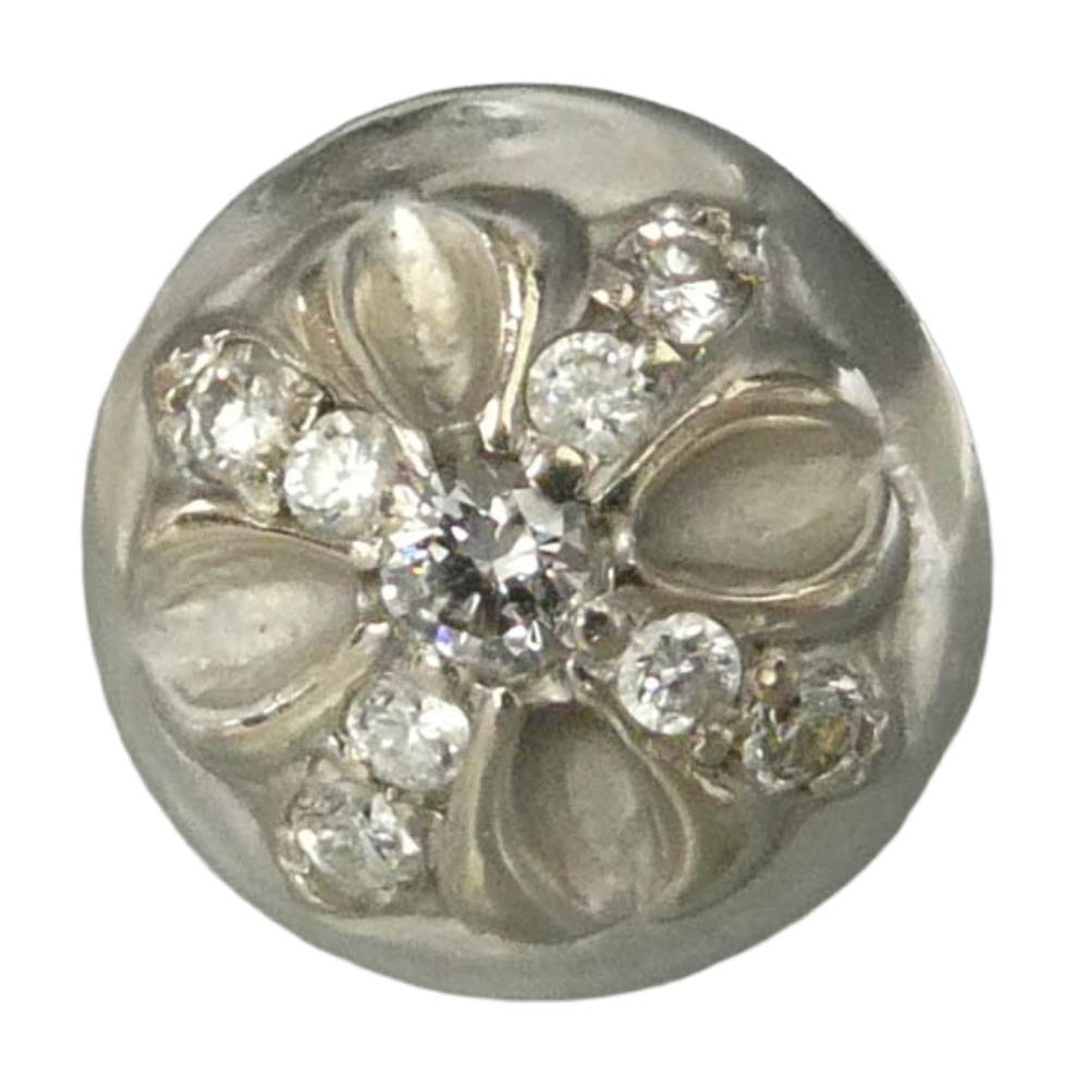 CHROME HEARTS クロムハーツ(原本有) STUD CRSBLL DIA PAVEダイヤ 18KWG パヴェダイヤ クロスボール スタッド ピアス ホワイトゴールド シルバー系【中古】