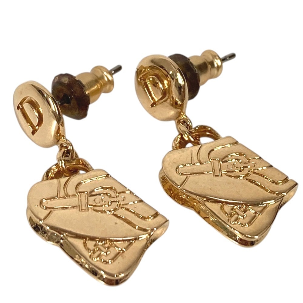 ディオール Dior サドルバッグ ロゴ アクセサリー ピアス メタル ゴールド