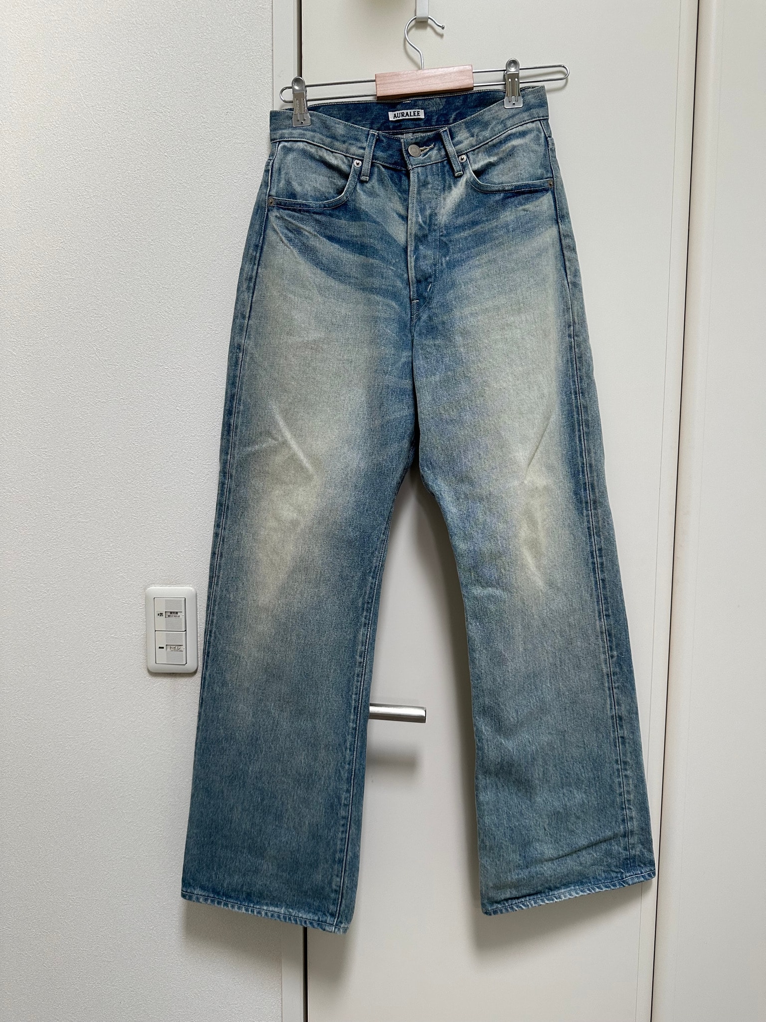 AURALEE Selvedge Faded Heavy Denim Wide Pants "Faded Indigo"