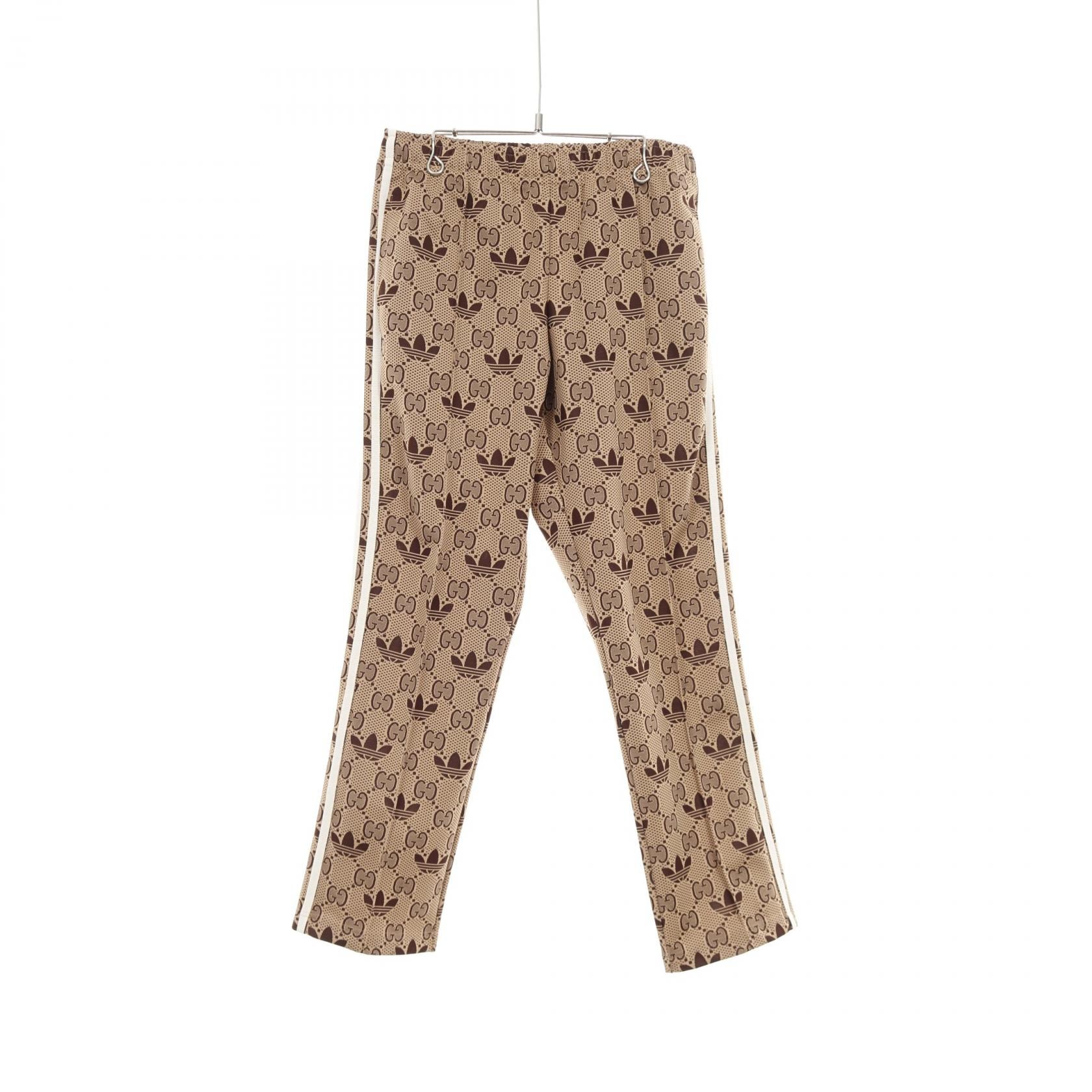 グッチ GUCCI GUCCI × adidas GG トレフォイル ジャカード パンツ 衣料品 ボトムス ポリエステル メンズ ベージュ系 / ブラウン系 【中古】