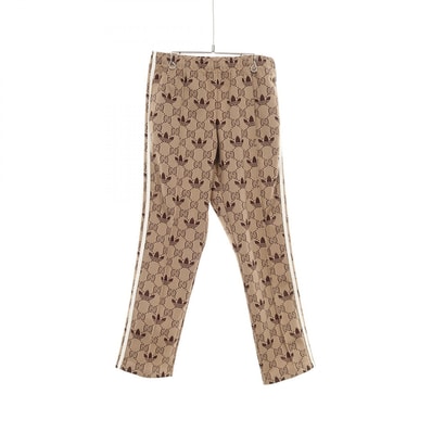 グッチ GUCCI GUCCI × adidas GG トレフォイル ジャカード パンツ 衣料品 ボトムス ポリエステル メンズ ベージュ系 / ブラウン系 【中古】