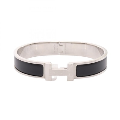 エルメス HERMES クリッククラックPM バングル アクセサリー メタル / エナメル レディース シルバー系 / ブラック系 【中古】