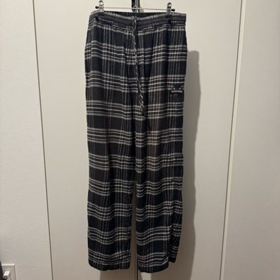 Chrome Hearts 1 Cross Leather Patch After School Flannel Check Pants "Black"