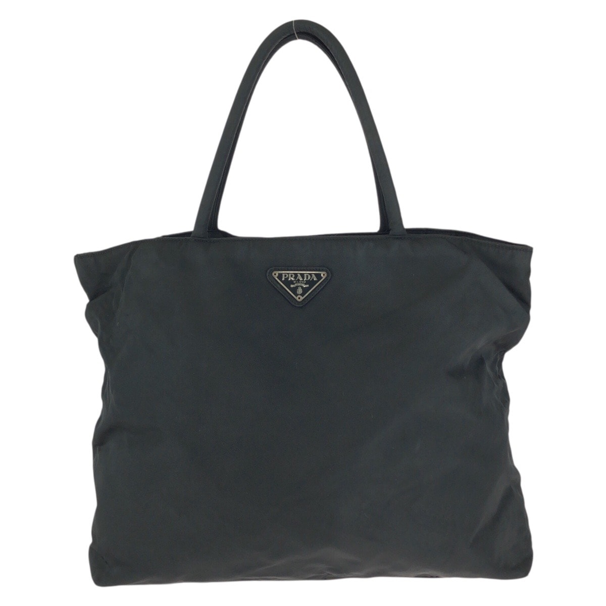 PRADA プラダ テスート 三角ロゴプレート ブラック 黒 シルバー金具 ナイロン トートバッグ 602315 【中古】