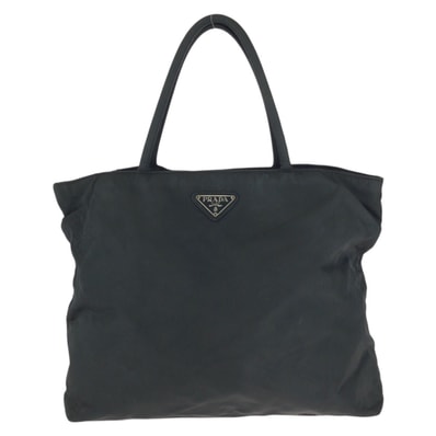 PRADA プラダ テスート 三角ロゴプレート ブラック 黒 シルバー金具 ナイロン トートバッグ 602315 【中古】