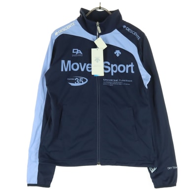 未使用 DESCENTE デサント ロゴプリント バイカラー 長袖 ジップジャケット M ネイビー