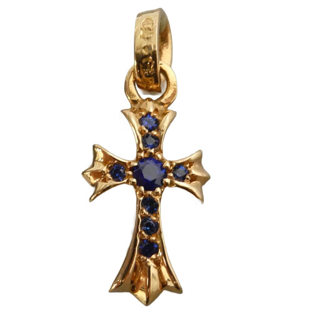 CHROME HEARTS クロムハーツ(原本無) 2026年購入時レシート原本付属 22K CRS BBYFAT P SAP B ベイビーファットチャーム パヴェブルーサファイア ペンダントトップ ゴールド系 ブルー系【極上美品】【中古】