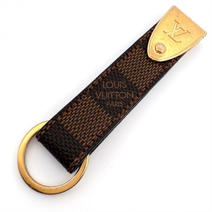 ルイ・ヴィトン ダミエ ポルトクレ ドラゴンヌ キーホルダー M65050 ブラウン ゴールド LOUIS VUITTON 正規品 難あり【鑑定済み】