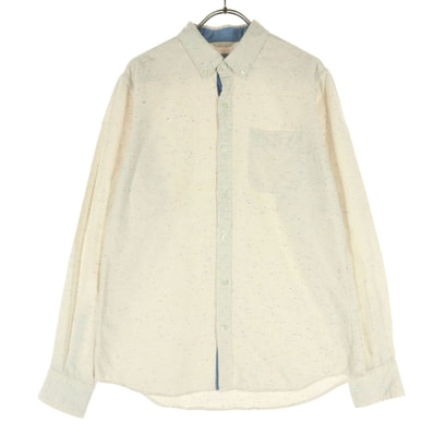 美品 BEAMS ビームス 長袖 ボタンダウン コットンシャツ S アイボリー系