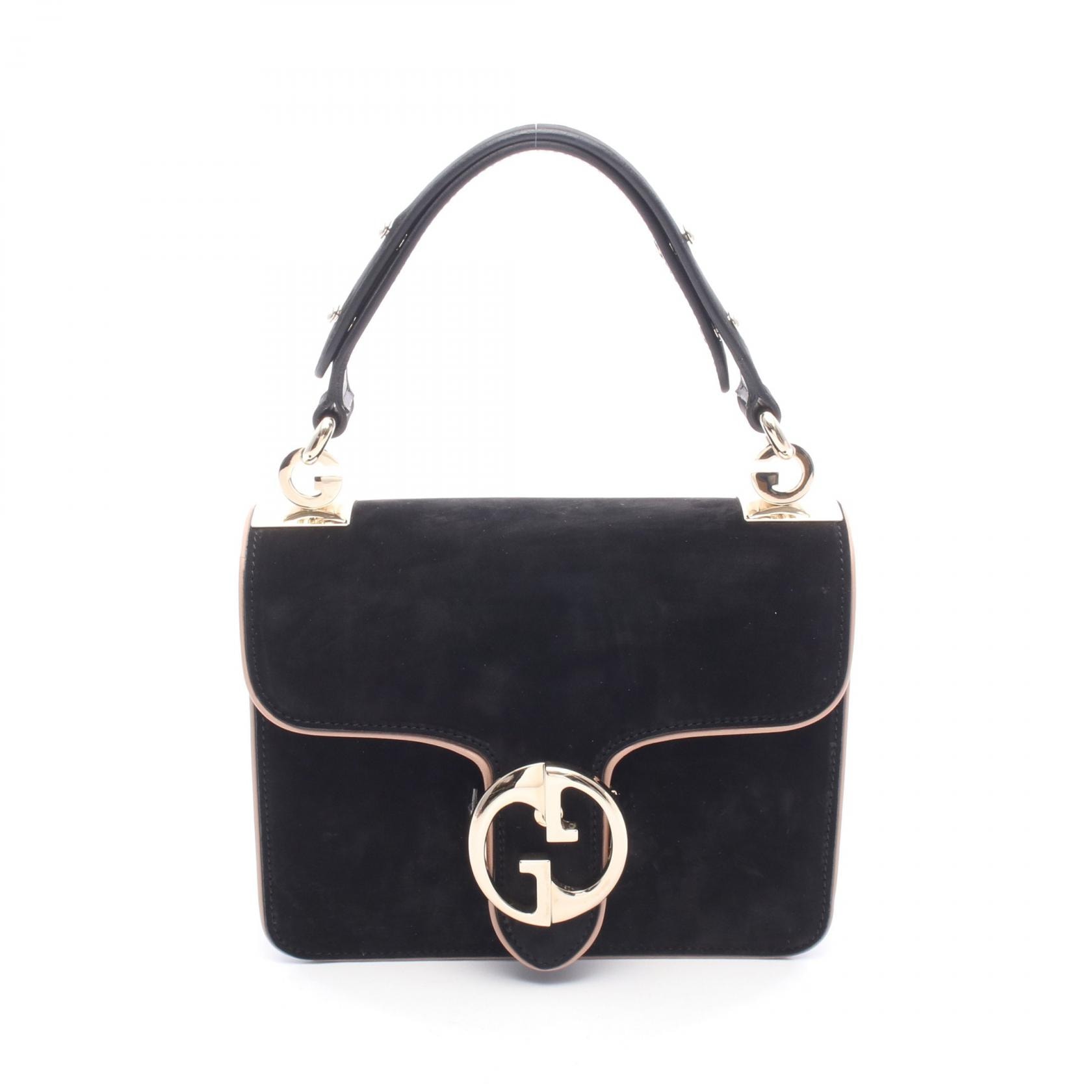 グッチ GUCCI 1973 フラップ ハンドバッグ バッグ レザー レザー レディース ブラック系 / ピンク系 277526 【中古】