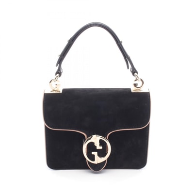 グッチ GUCCI 1973 フラップ ハンドバッグ バッグ レザー レザー レディース ブラック系 / ピンク系 277526 【中古】