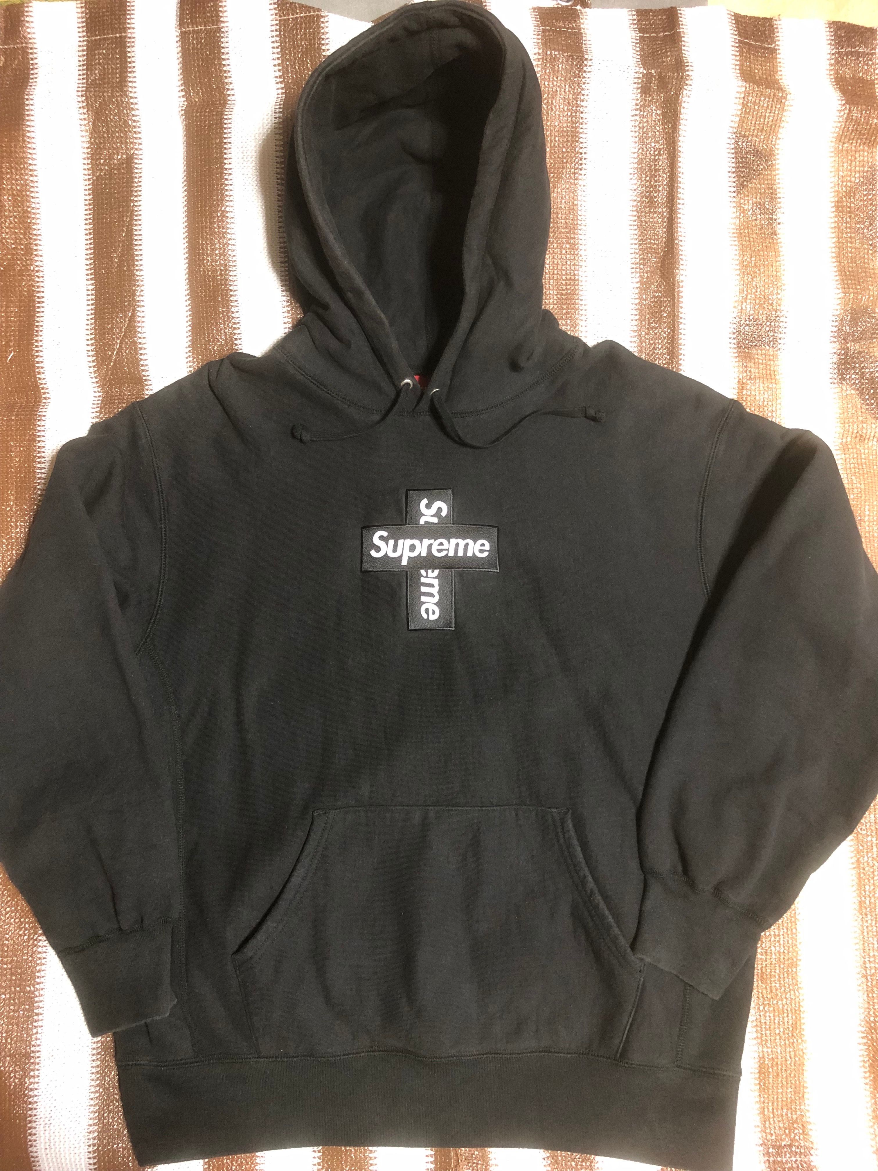 Supreme Cross Box Logo Hooded Sweatshirt "Black"