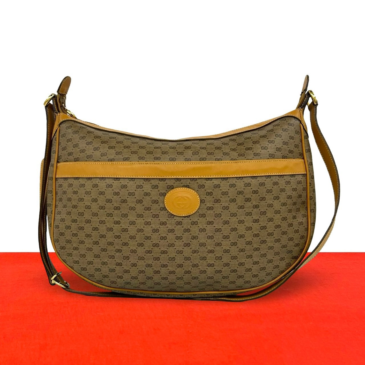 GUCCI グッチ マイクロGG ロゴ PVC レザー ショルダーバッグ ブラウン
97-10