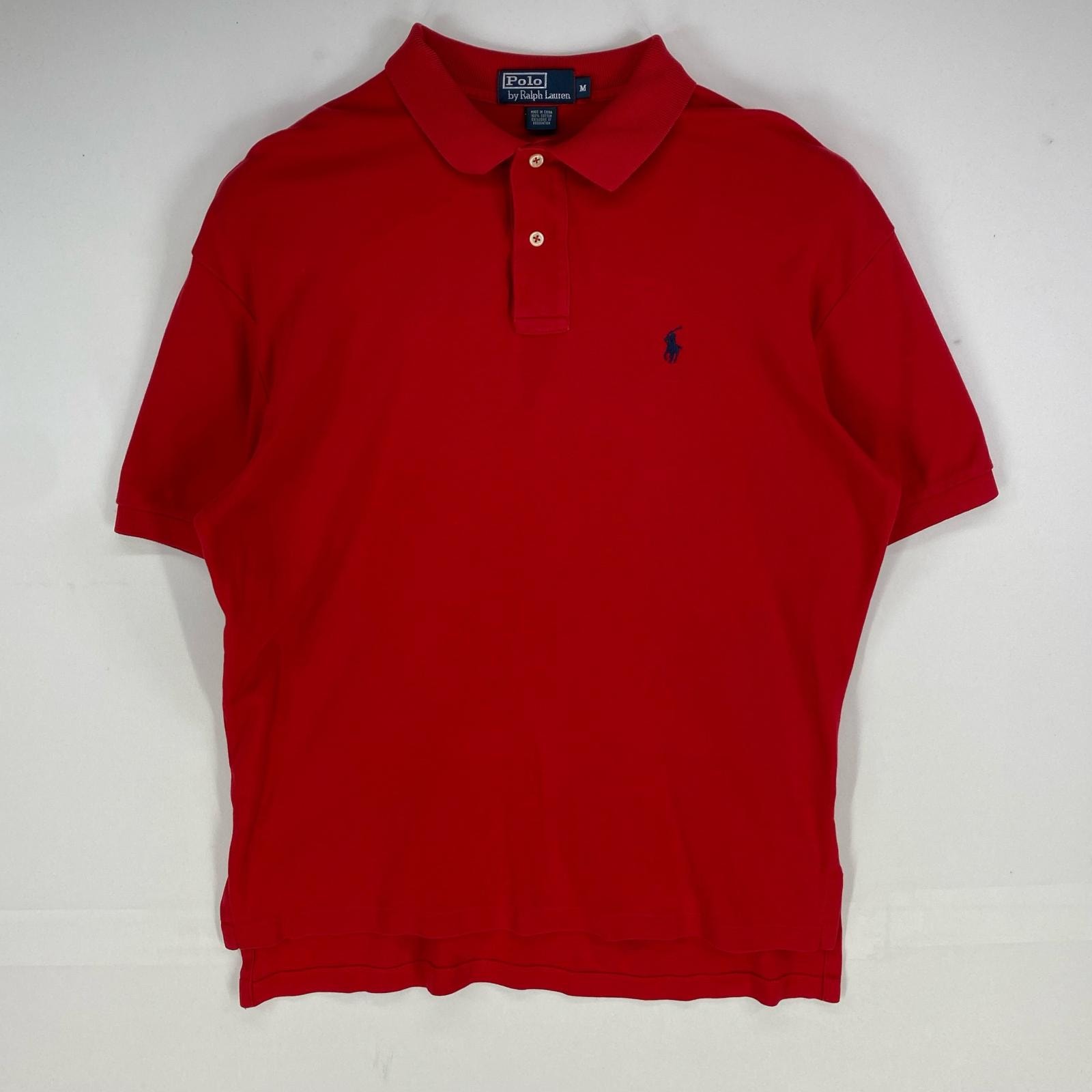 古着 ポロバイラルフローレン Polo by Ralph Lauren 半袖シャツ ワンポイント ポニー ポロシャツ ロゴ M  レッド系 メンズ