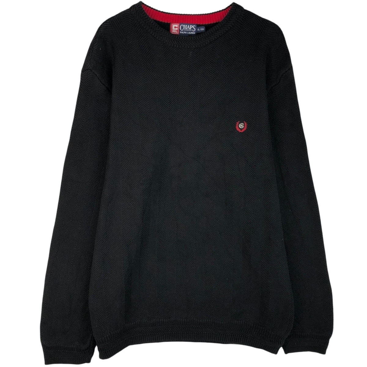 古着 ラルフローレン Ralph Lauren CHAPS チャップス ヘリンボーン コットンニットセーター メンズXL相当/eaa645921