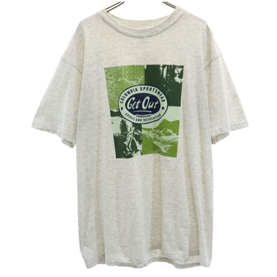 Columbia コロンビア 90s カナダ製 オールド 半袖 Tシャツ L グレー系 アウトドア