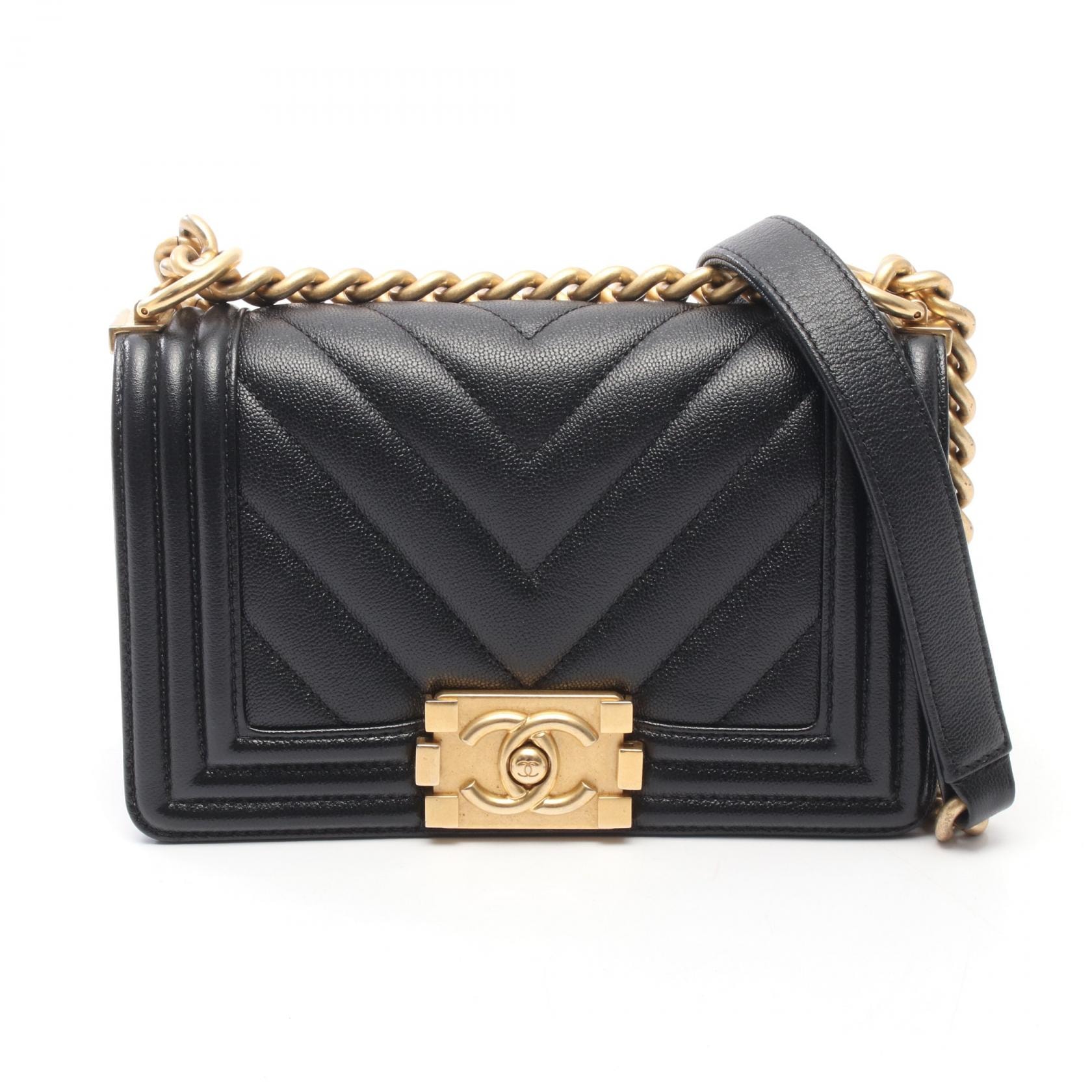 シャネル CHANEL ボーイシャネル スモール ショルダーバッグ バッグ キャビアスキン(グレインドカーフ) レディース ブラック系 A67085 【中古】