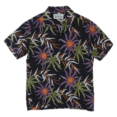 WACKO MARIA ワコマリア 16SS 16SS-WMS-HI02 PRINTED FLOWER S/S HAWAIAN SHIRTS フラワー柄 ハワイアン オープンカラーシャツ 開襟 半袖 シャツ ブラック系 S【中古】