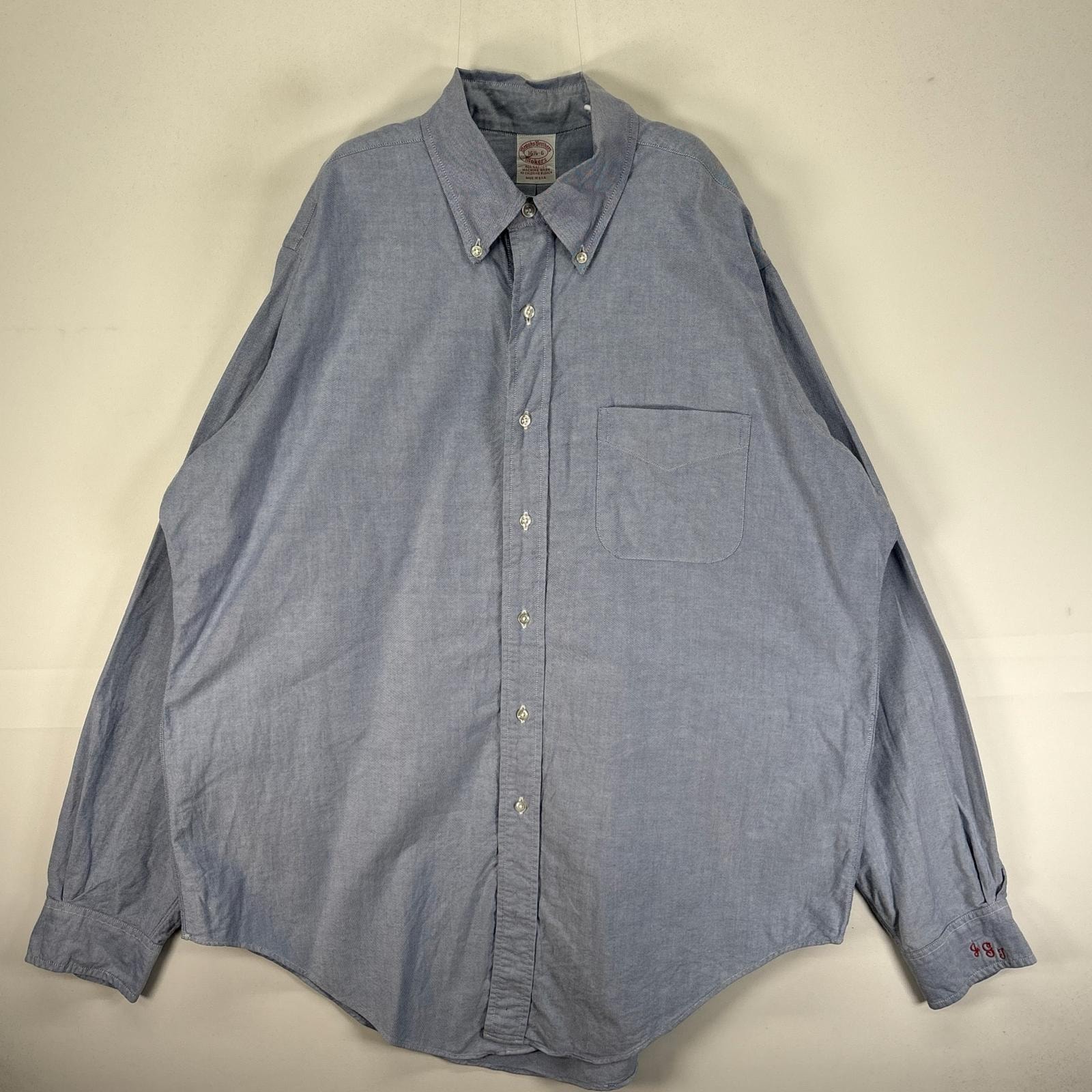古着 80's~90's/80年代~90年代 ヴィンテージ ブルックスブラザーズ Brooks Brothers 長袖シャツ ボタンダウン USA製 L  ブルー系 無地 メンズ
