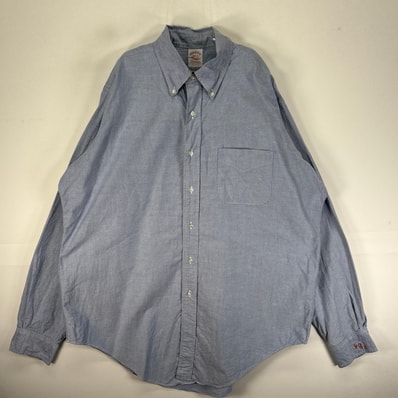 古着 80's~90's/80年代~90年代 ヴィンテージ ブルックスブラザーズ Brooks Brothers 長袖シャツ ボタンダウン USA製 L ブルー系 無地 メンズ
