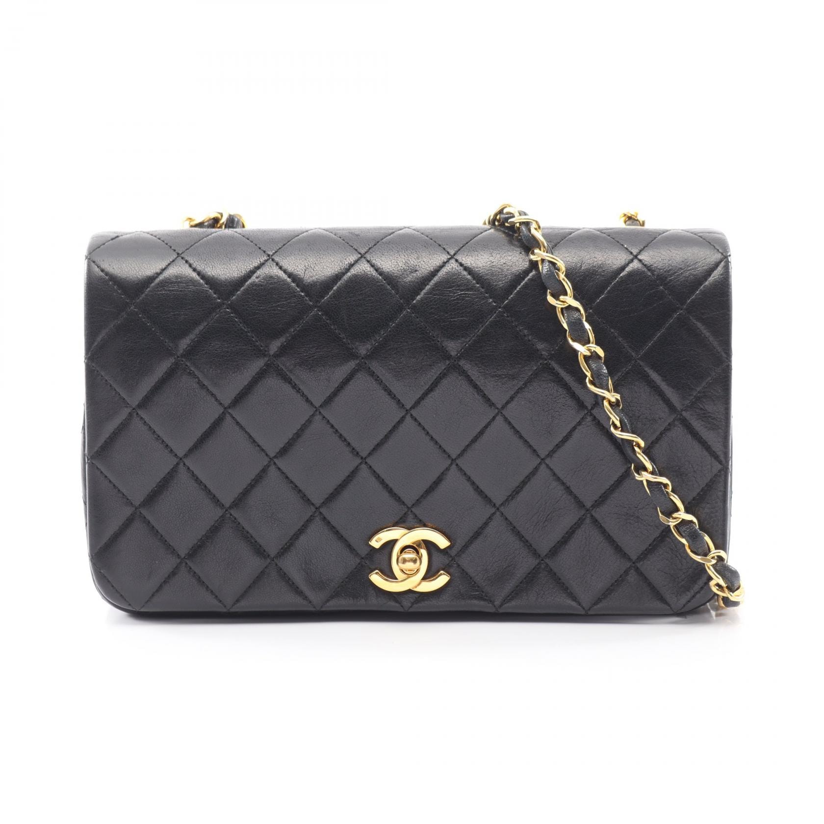 シャネル CHANEL マトラッセ フルフラップ ショルダーバッグ バッグ ラムスキン(羊革) レディース ブラック系 【中古】