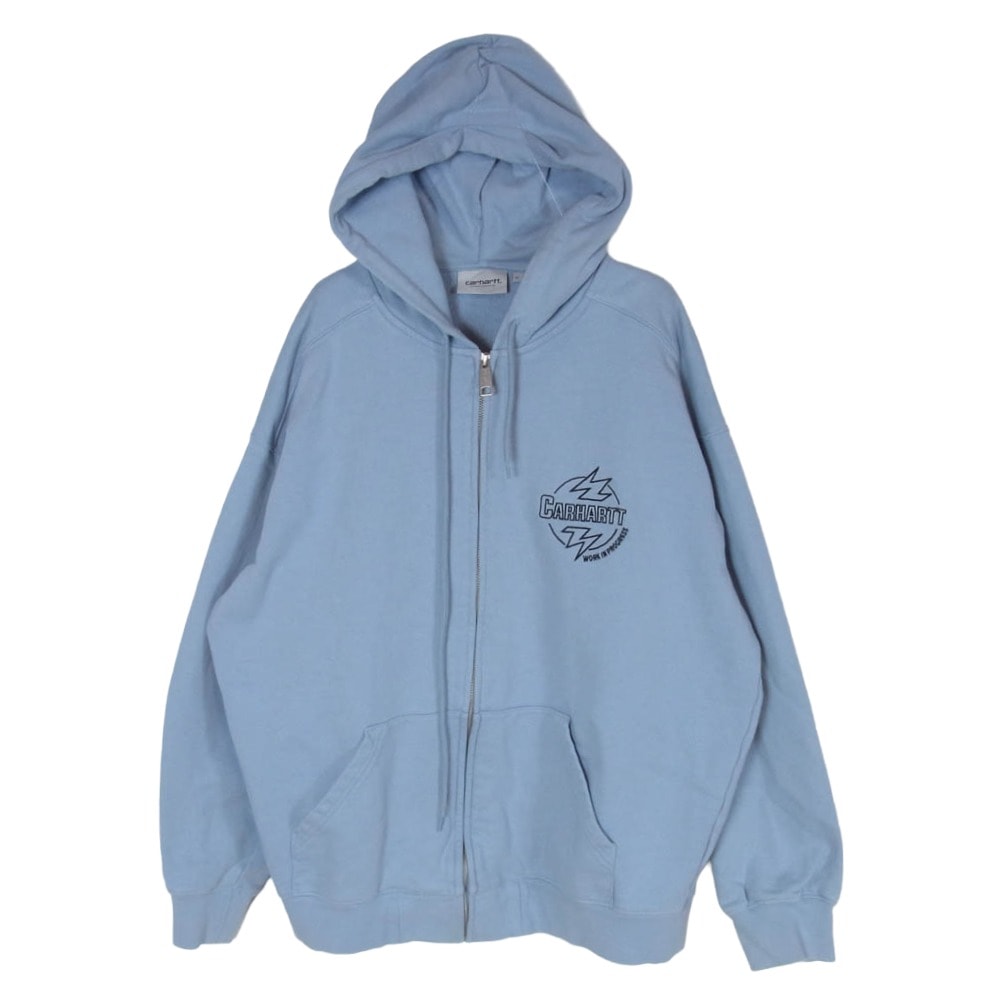 Carhartt カーハート WIP Hooded ablaze jacket DETROIT刺繍 ジップアップ ジャケット フーデッド パーカー ライトブルー系 XL【中古】