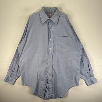 古着 90's/90年代 ヴィンテージ ブルックスブラザーズ Brooks Brothers 長袖シャツ USA製 M ブルー系 無地 メンズ