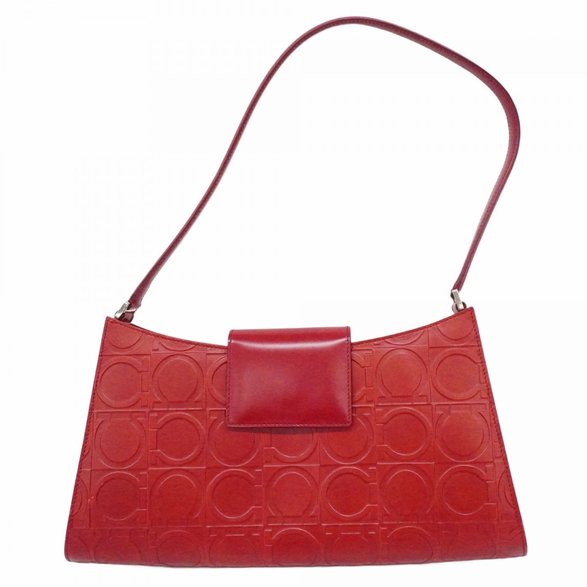 ★SALE【6cd4541】サルヴァトーレフェラガモ ショルダーバッグ ガンチーニ レザー レッド シルバー金具【中古】レディース