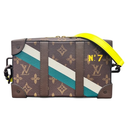 LOUIS VUITTON 希少 極美品 ルイヴィトン No.7 ソフトトランク ウォレット モノグラム ショルダーバッグ M81246 RFID確認済 PVC レザー ブラウン イエロー クロスボディ Aランク 鑑定済 中古