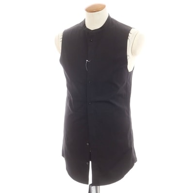 【中古】ディースクエアード DSQUARED2 コットン バンドカラー ノースリーブシャツ ブラック【サイズ48】【メンズ】