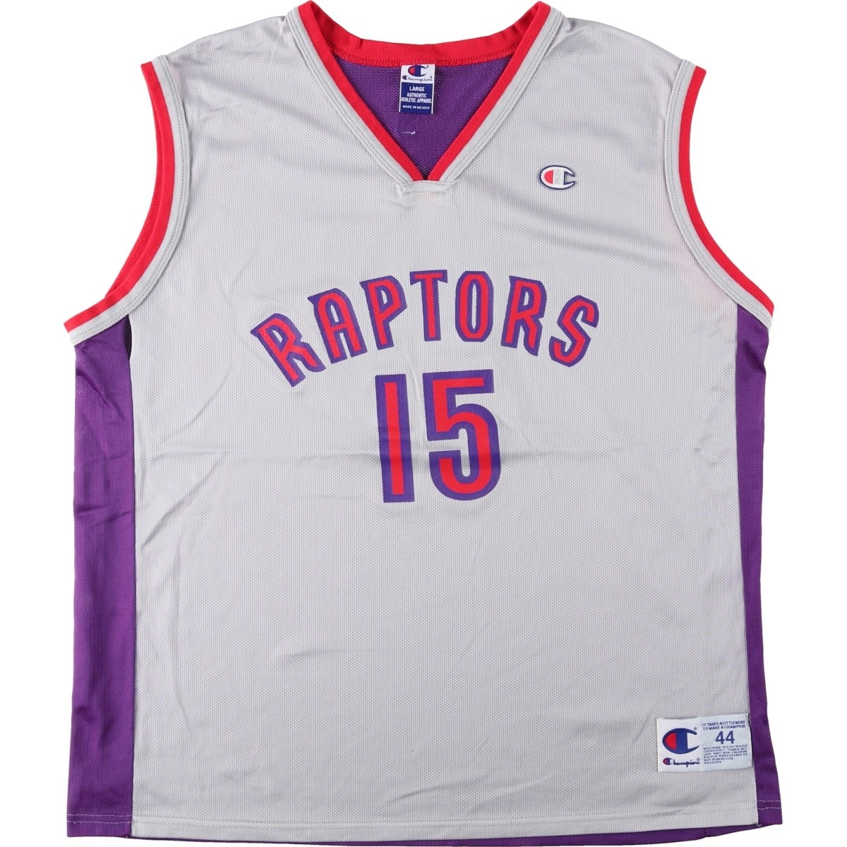 古着 90年代 チャンピオン Champion NBA TORONTO RAPTORS トロント ラプターズ Vネック メッシュ ゲームシャツ レプリカユニフォーム メンズL相当 ヴィンテージ/eaa662687