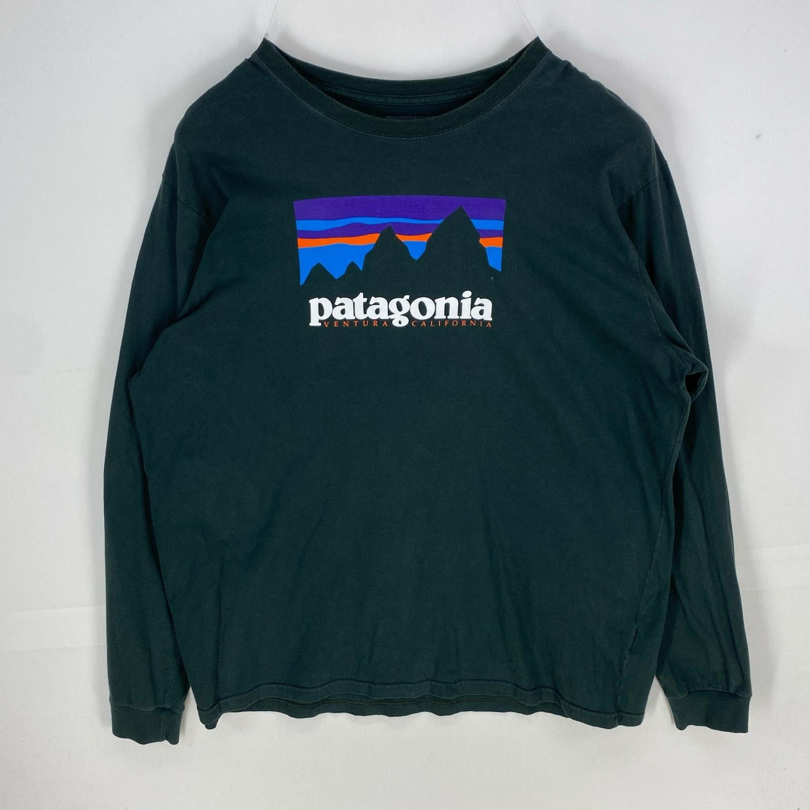 古着 パタゴニア patagonia 長袖Tシャツ クルーネック アウトドア ロングスリーブ XL  グリーン系 プリント メンズ