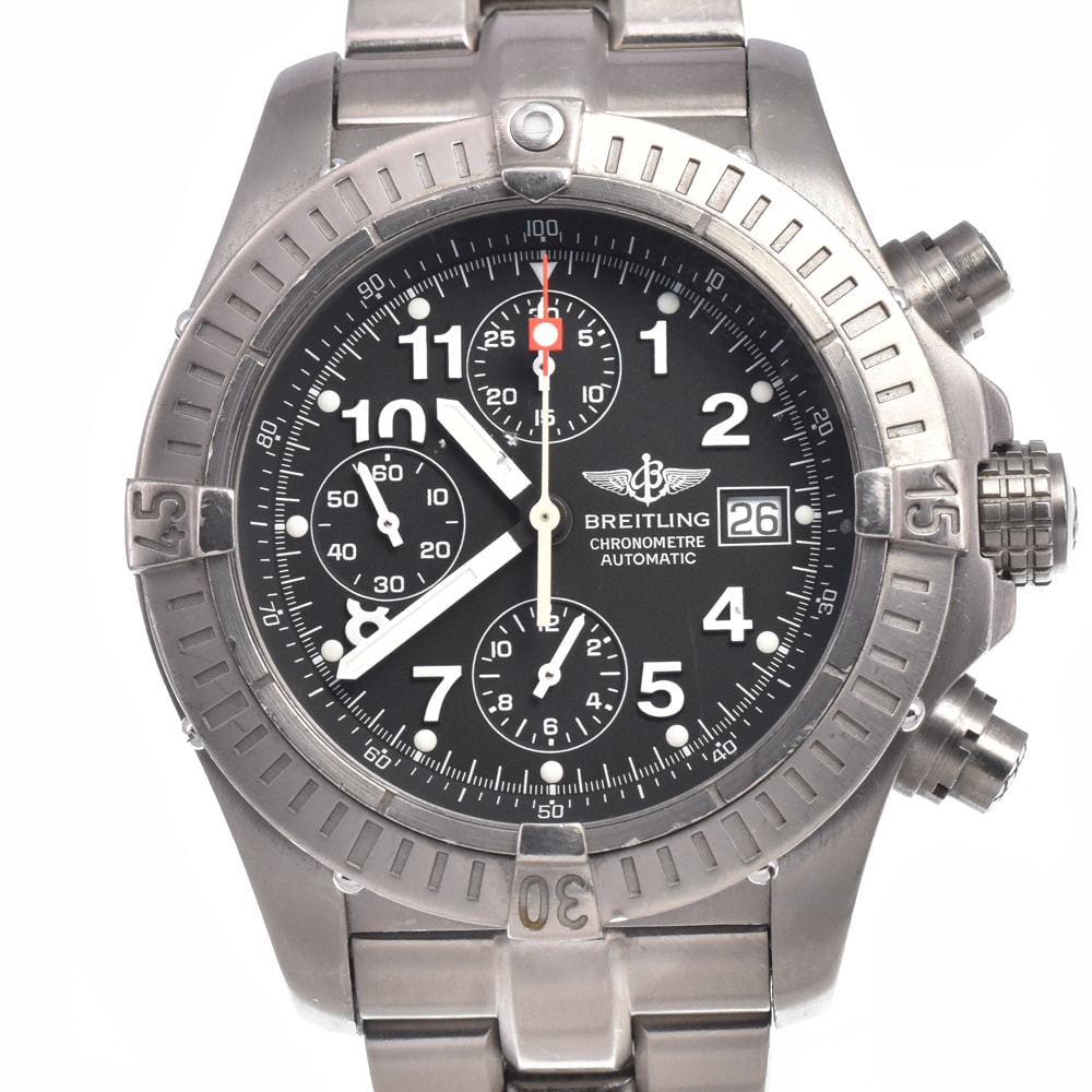 ブライトリング BREITLING E13360 クロノアベンジャー クロノグラフ ブラック 自動巻き メンズ 腕時計 J#150357