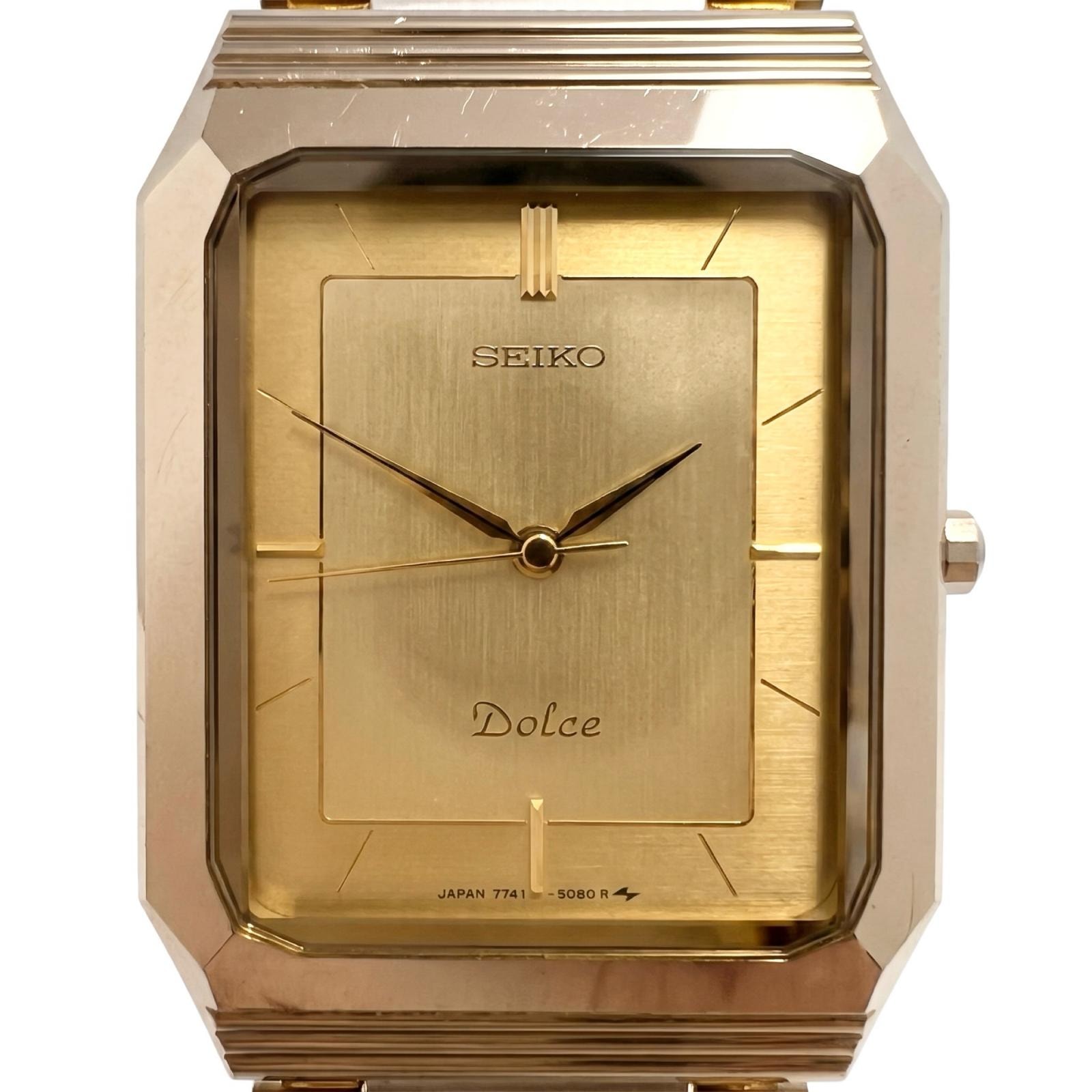 美品 SEIKO セイコー ドルチェ 7741-508A 腕時計 ゴールド クォーツ ゴールド文字盤 メンズ【中古】